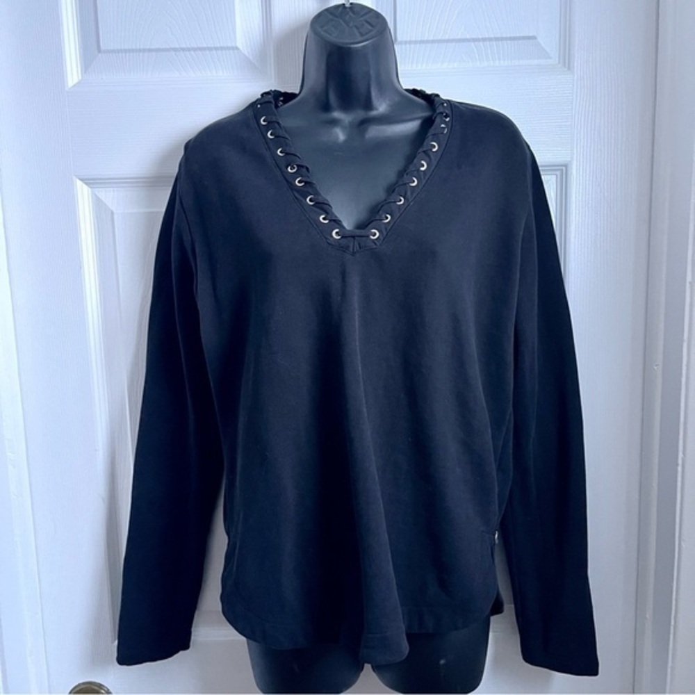 3/25$💥 Scotch & Soda Maison Nomadic Top Pull sweater lace 1 Small Black v-neck